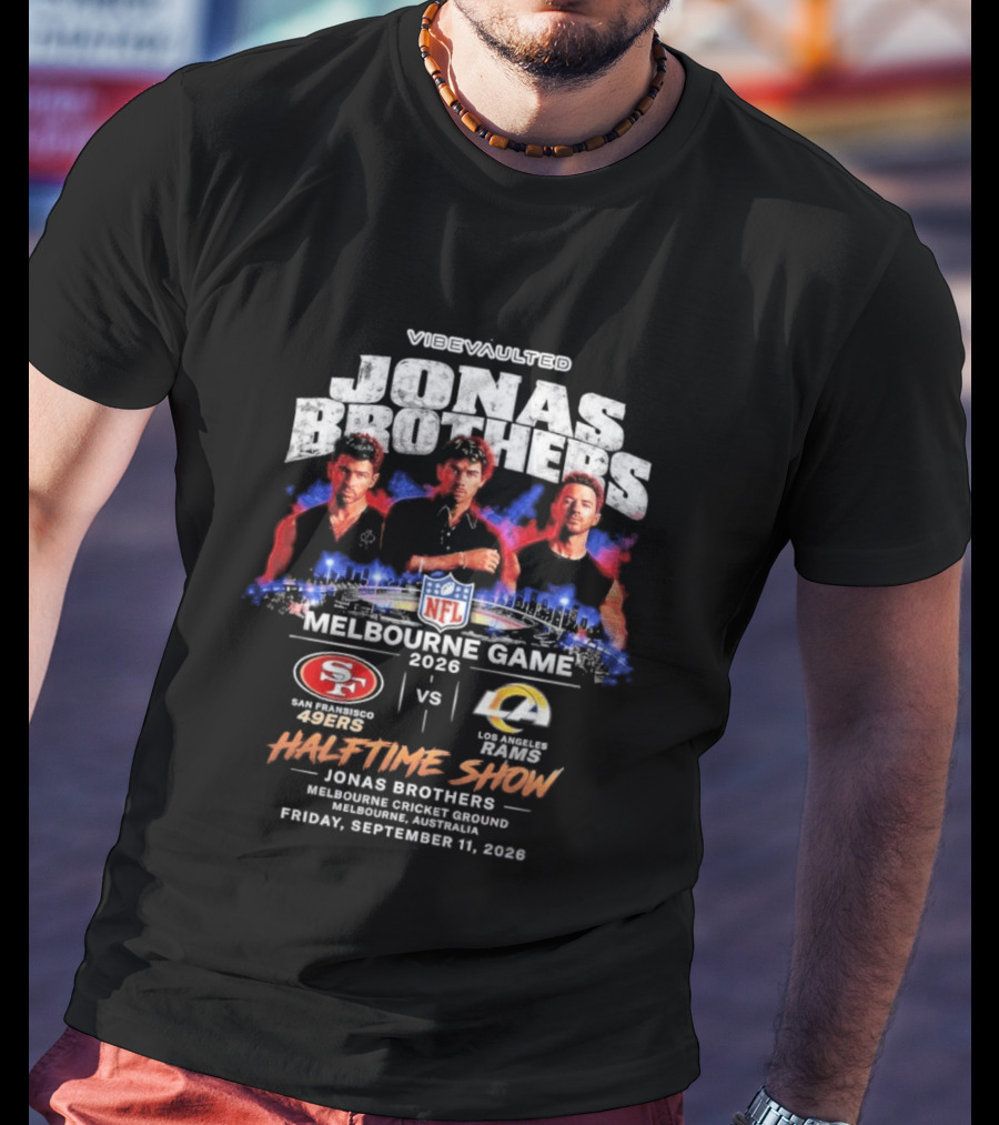 Viewvaulted Jonas Brothers Melbourne Game 2026 49ers Vs Rams Halftime Show September 19 T-Shirt