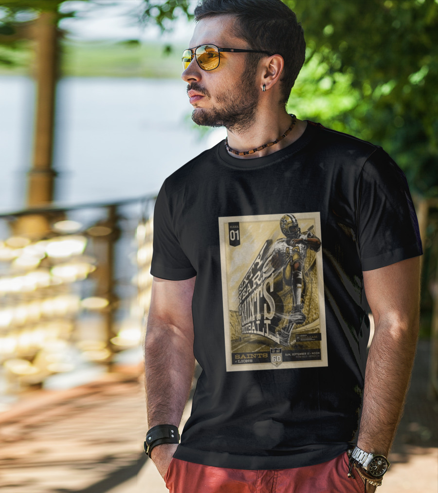 New Orleans Saints Vs Detroit Lions 60th Anniversary John Gilliam Tribute September 13 2026 Ford Field T-Shirt