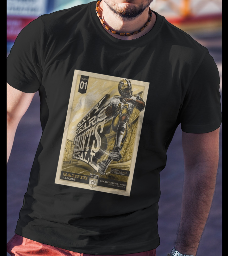 New Orleans Saints Vs Detroit Lions 60th Anniversary John Gilliam Tribute September 13 2026 Ford Field T-Shirt