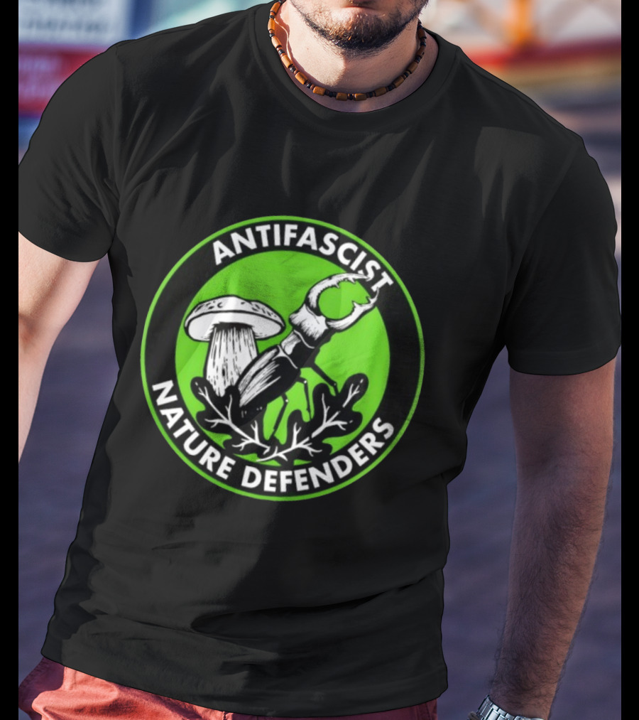 Antifascist Nature Defenders Mushroom Beetle T-Shirt