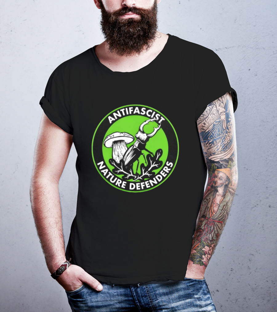Antifascist Nature Defenders Mushroom Beetle T-Shirt