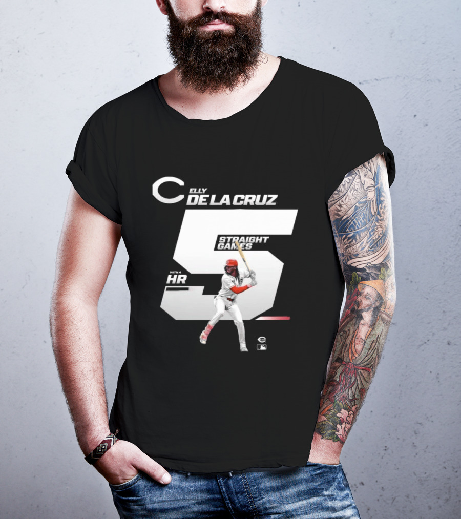 Elly De La Cruz 5 Straight Game 26 HR Baseball Player T-Shirt