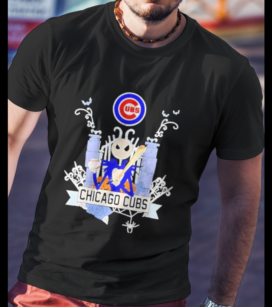 Chicago Cubs Halloween 2026 Jack Skellington Collaboration T-Shirt