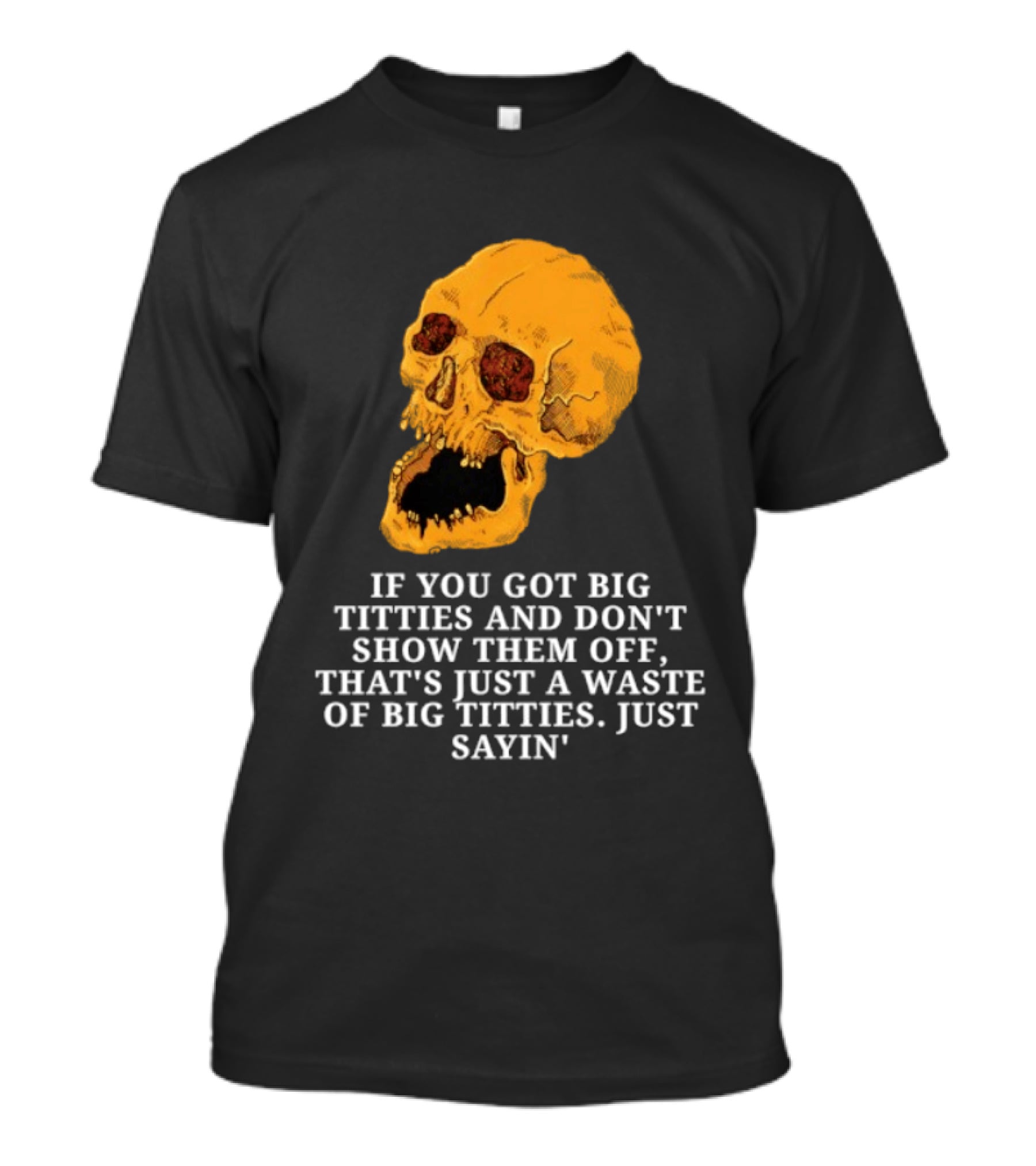 If You Got Big Titties And Don't Show Them Off That's Just A Waste Skull Just Sayin T-Shirt