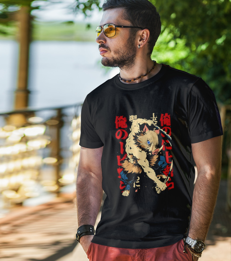 Inosuke Hashibira Beast Breathing Kanji Art Demon Slayer Anime T-Shirt