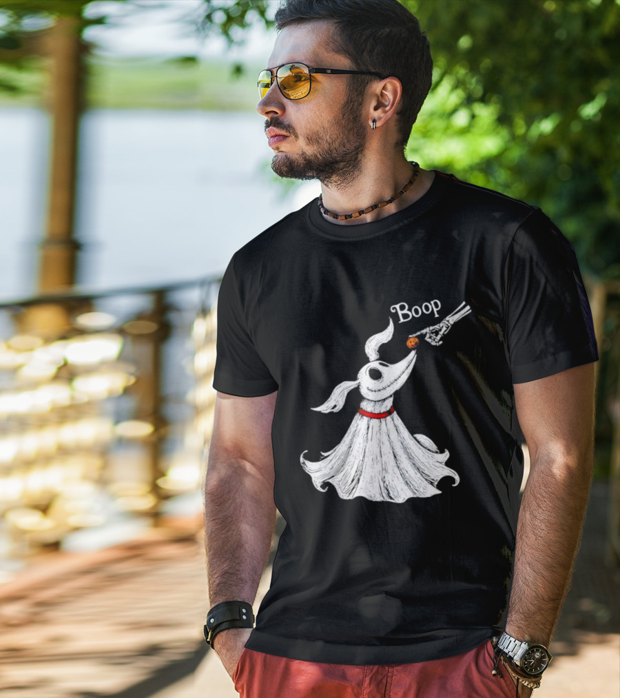 Zero Dog Boop Halloween Skeleton Hand Ghost Dog Pumpkin Nose T-Shirt