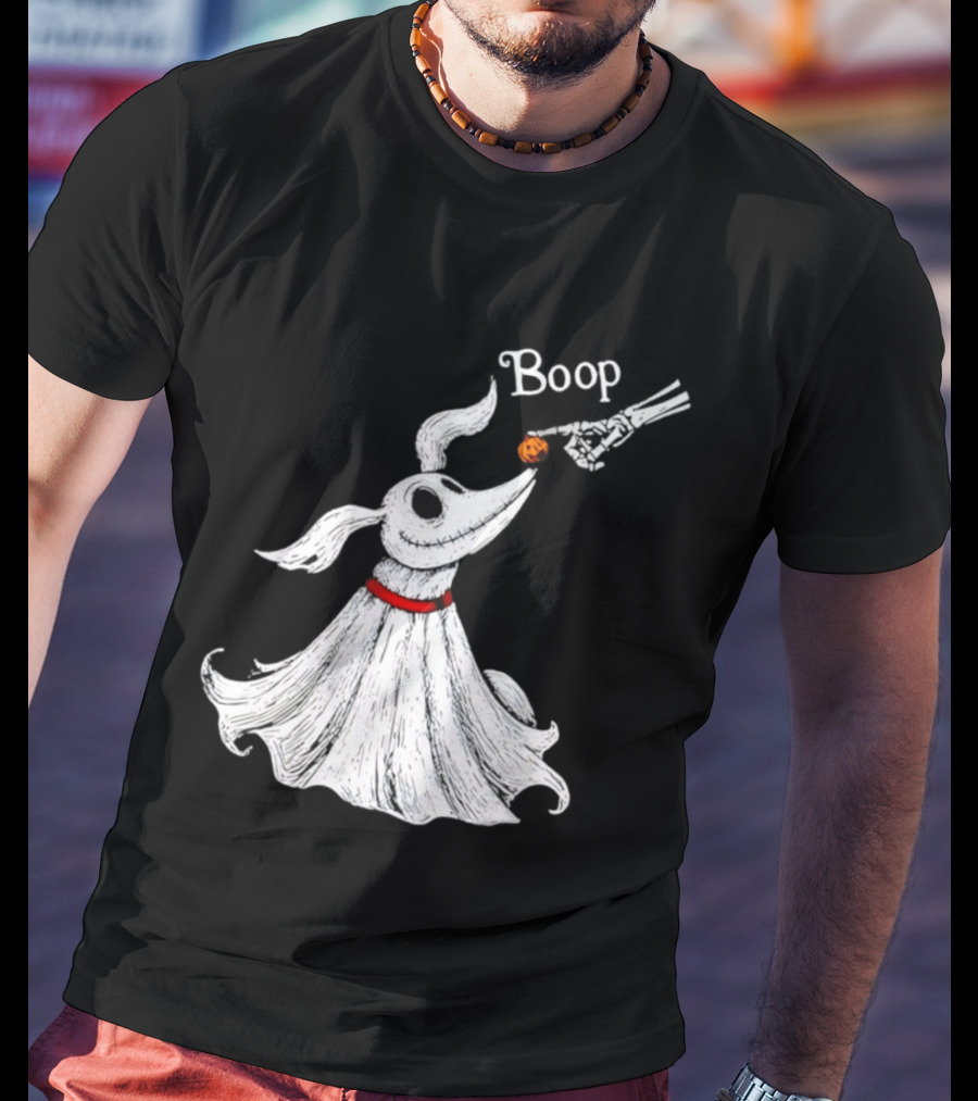 Zero Dog Boop Halloween Skeleton Hand Ghost Dog Pumpkin Nose T-Shirt