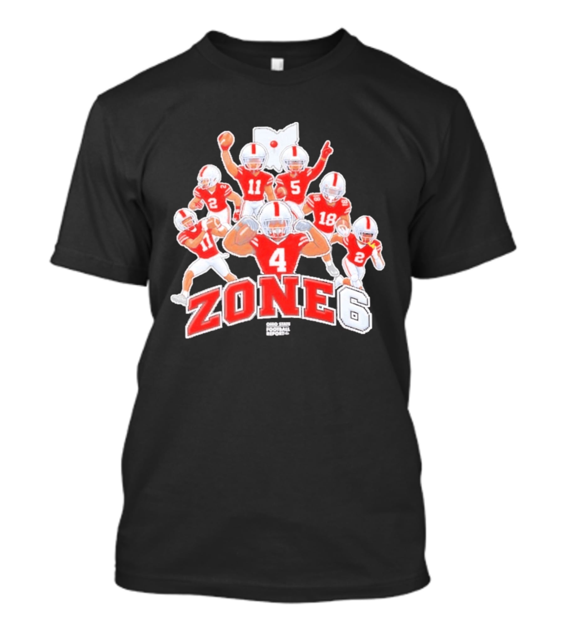 Zone 6 Ohio State Buckeyes Football Players Pose With State T-Shirt