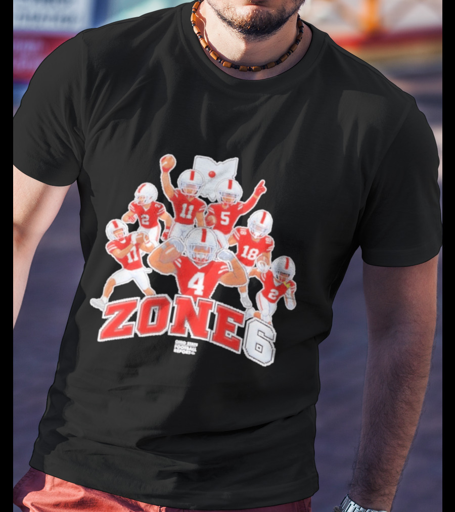 Zone 6 Ohio State Buckeyes Football Players Pose With State T-Shirt