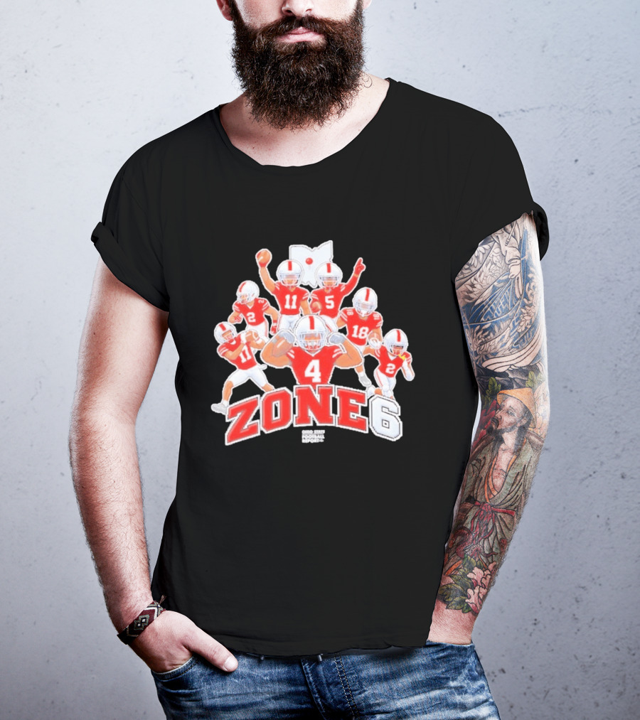 Zone 6 Ohio State Buckeyes Football Players Pose With State T-Shirt