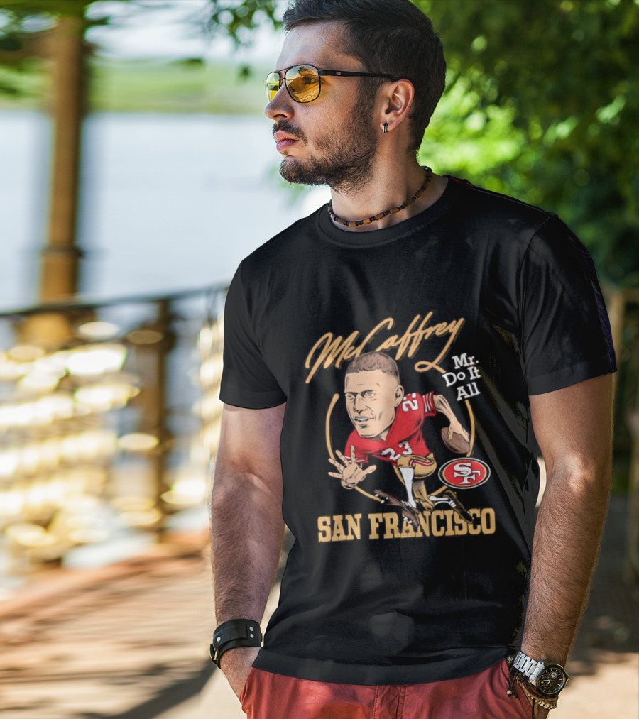 Christian McCaffrey 23 Mr Do It All San Francisco Football Caricature T-Shirt