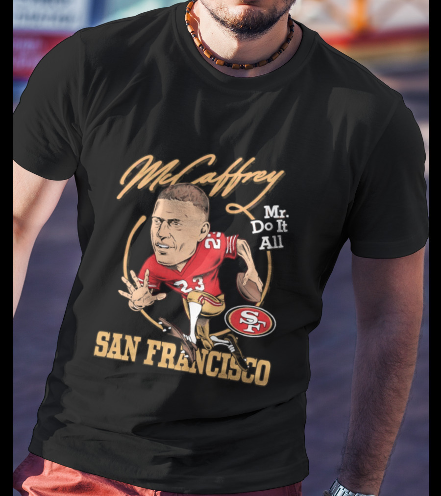 Christian McCaffrey 23 Mr Do It All San Francisco Football Caricature T-Shirt