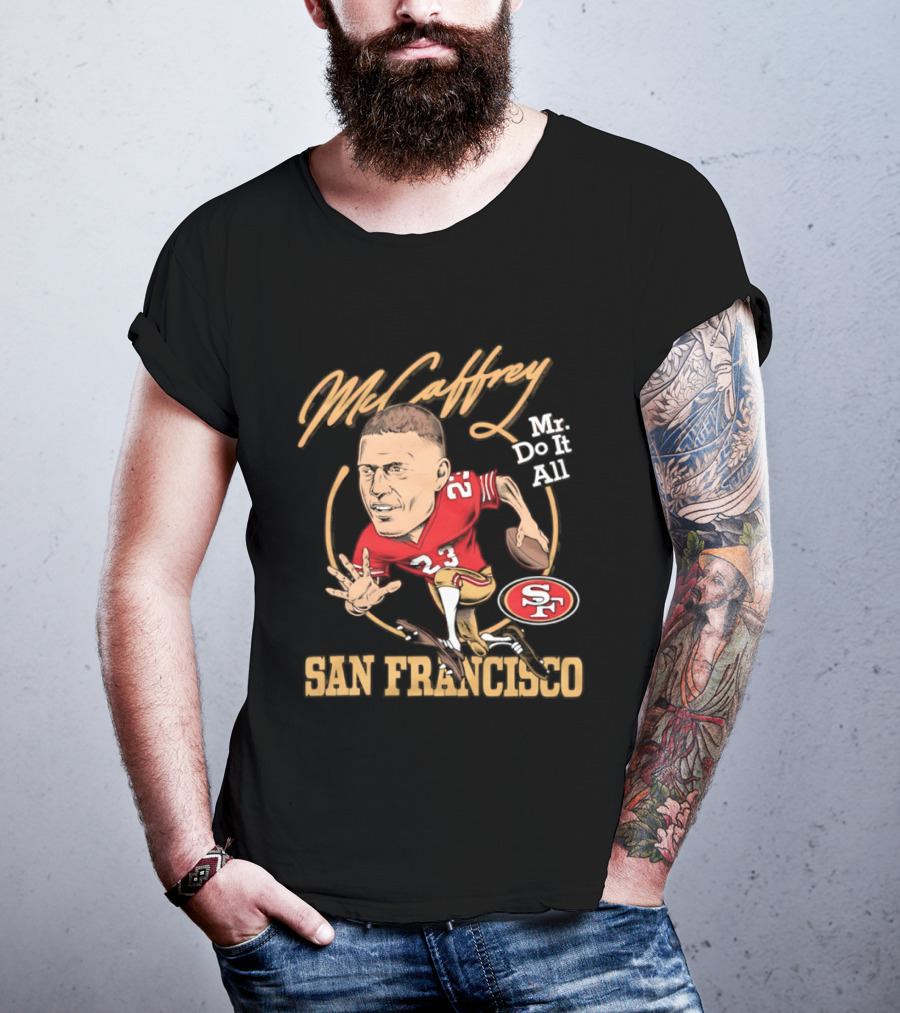 Christian McCaffrey 23 Mr Do It All San Francisco Football Caricature T-Shirt