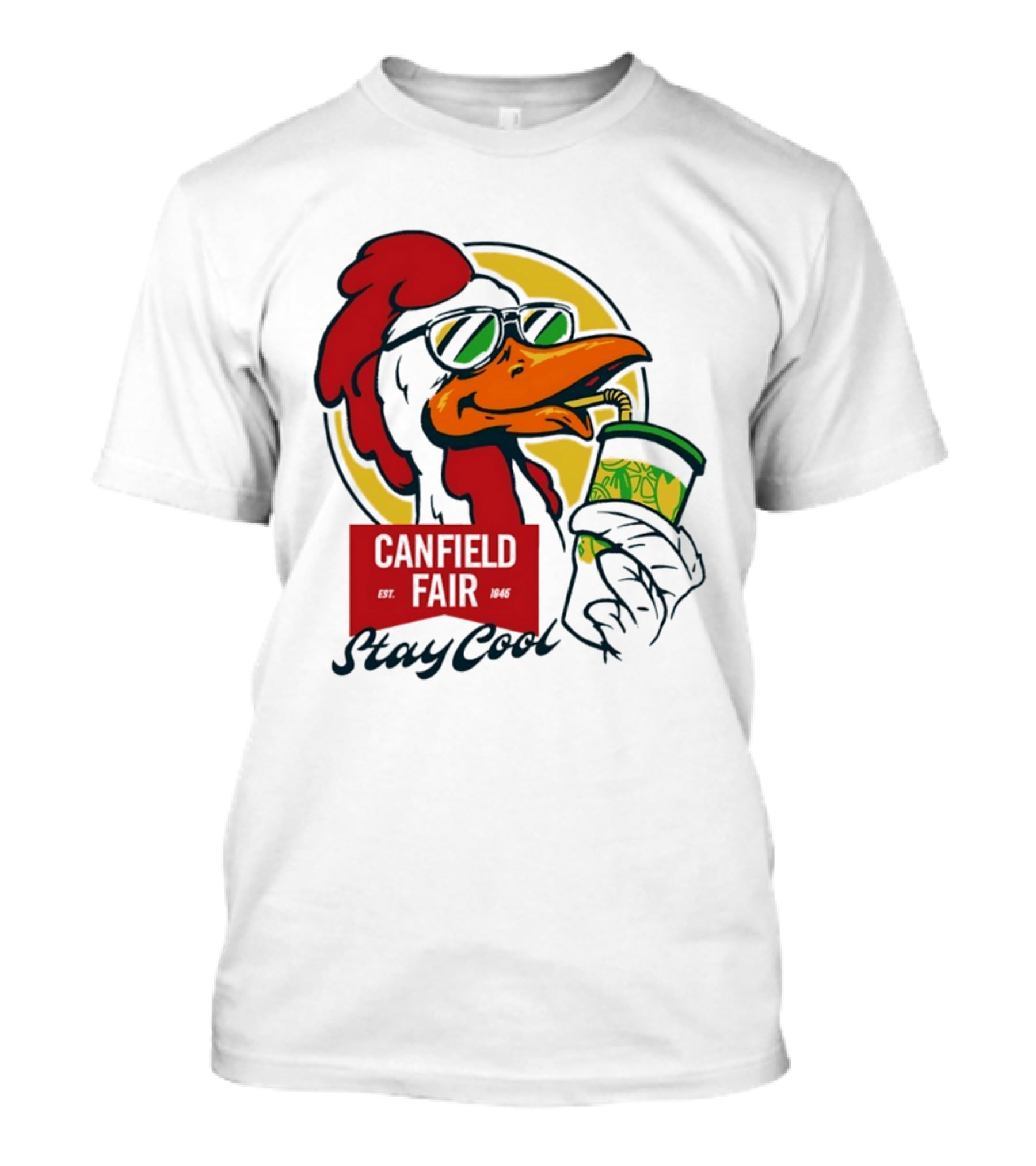 Canfield Fair Stay Cool Rooster Drinking Lemonade T-Shirt