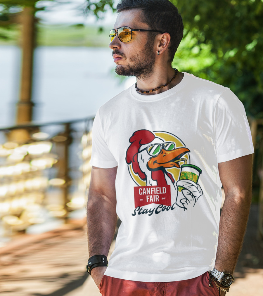 Canfield Fair Stay Cool Rooster Drinking Lemonade T-Shirt