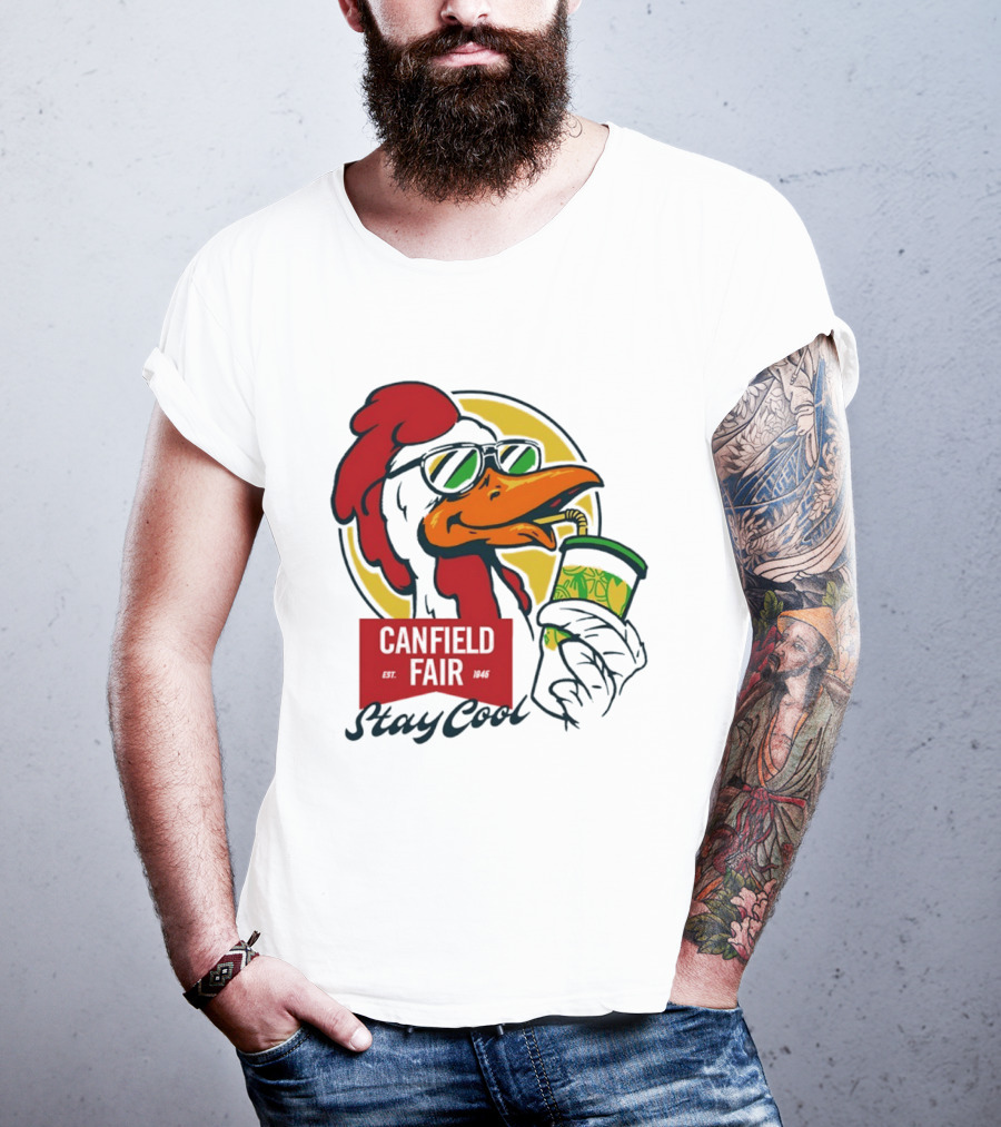 Canfield Fair Stay Cool Rooster Drinking Lemonade T-Shirt