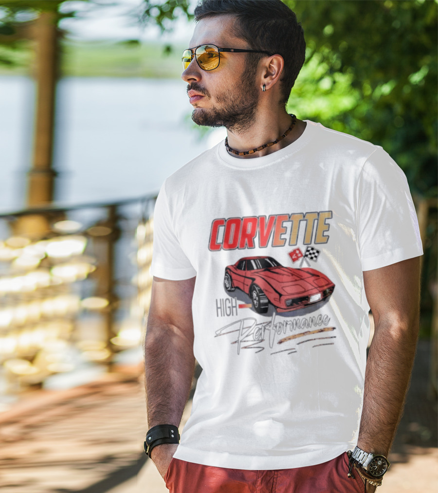 Corvette High Performance Chevrolet Sports Car Red Classic Vehicle T-Shirt