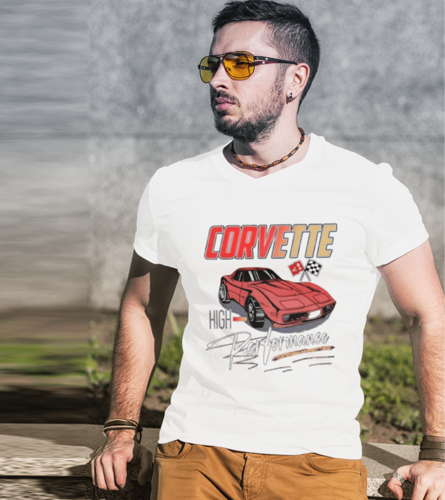Corvette High Performance Chevrolet Sports Car Red Classic Vehicle T-Shirt
