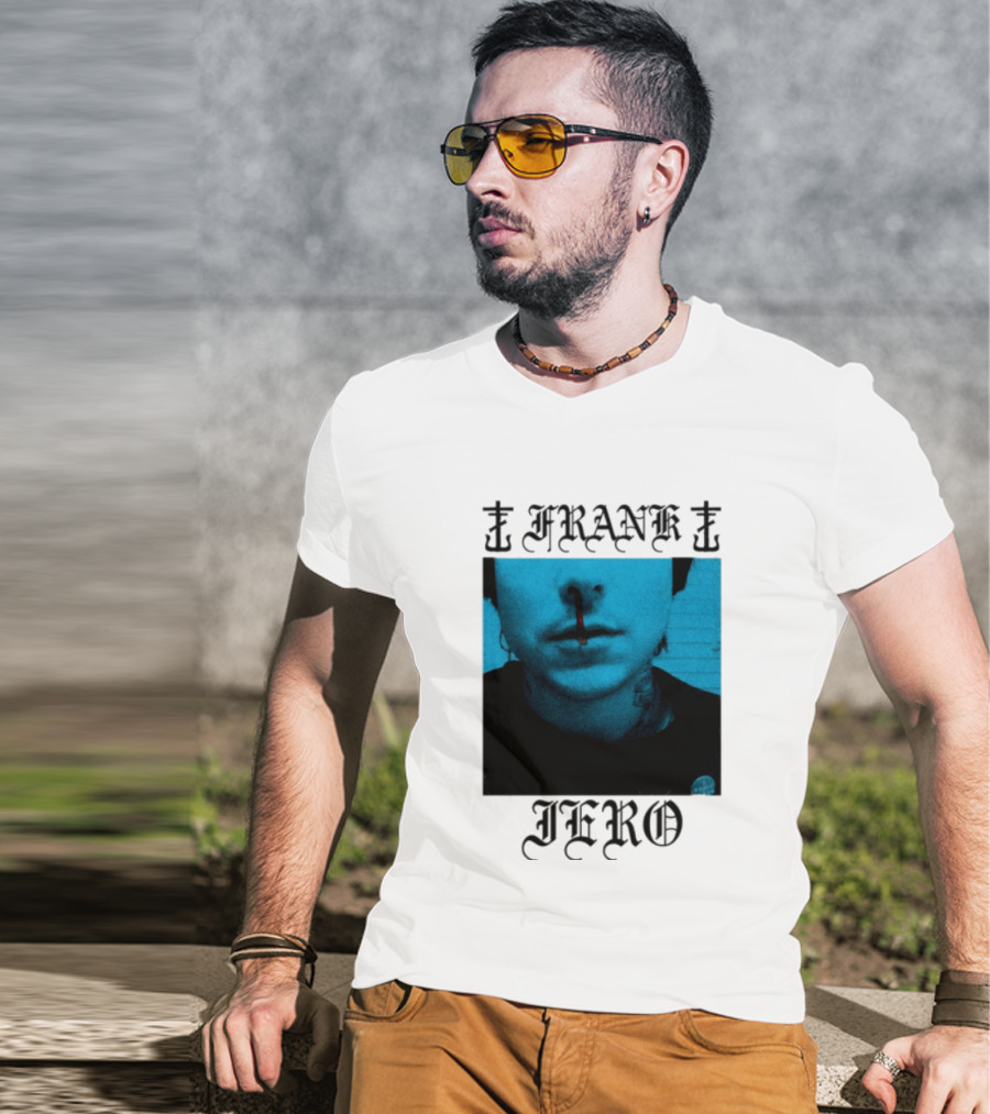 FRANK IERO Bloody Nose Blue White T-Shirt