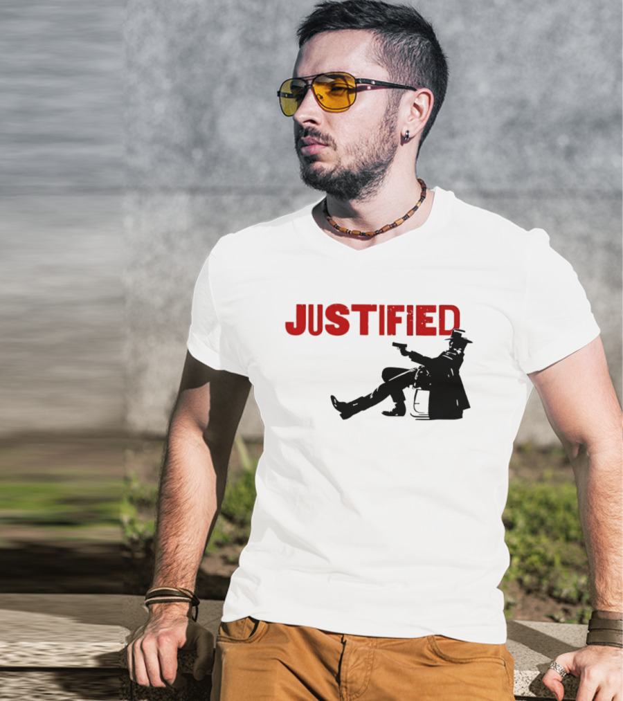 JUSTIFIED Cowboy Silhouette With Gun T-Shirt