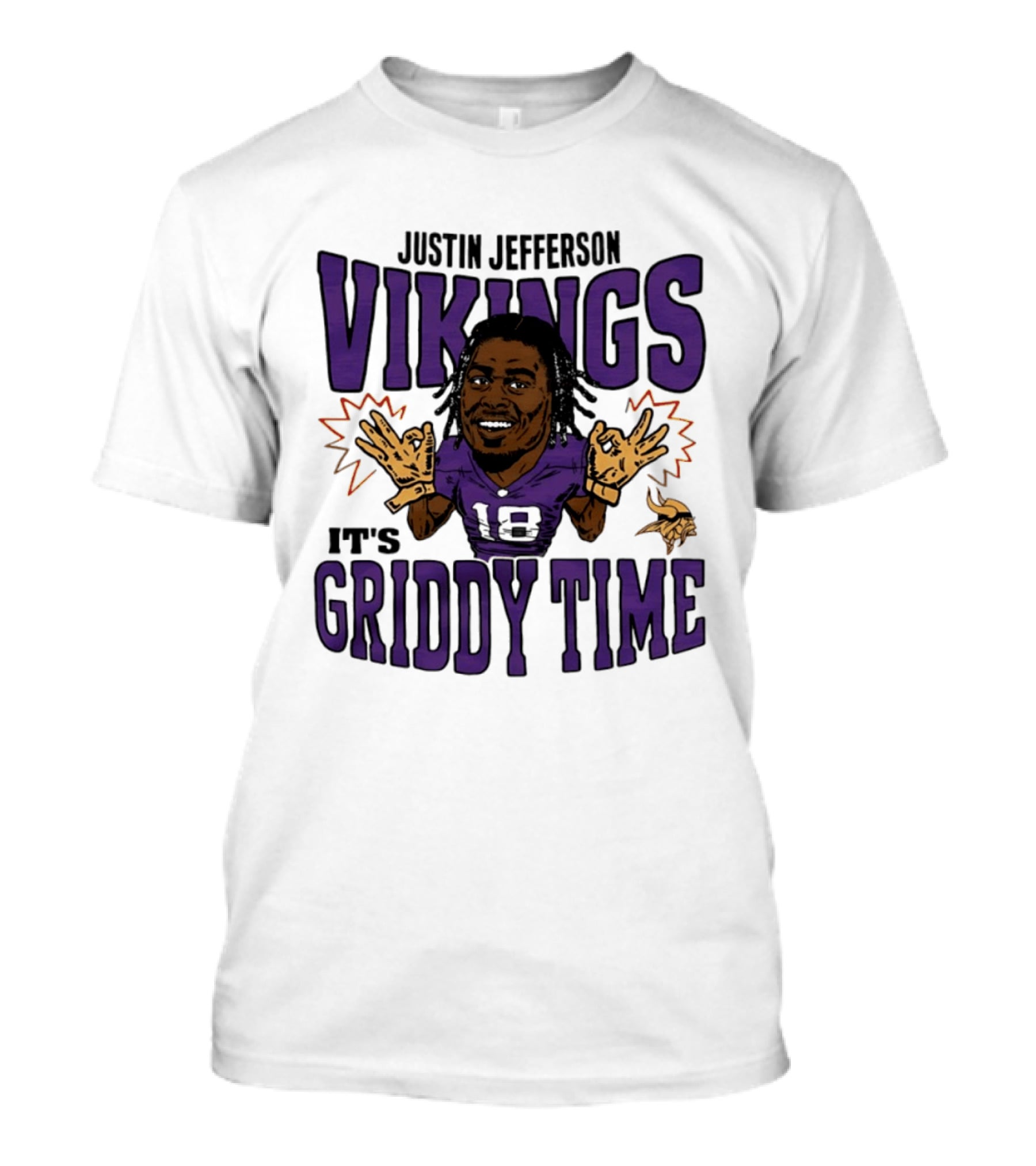 Minnesota Vikings Justin Jefferson It's Griddy Time Caricature T-Shirt
