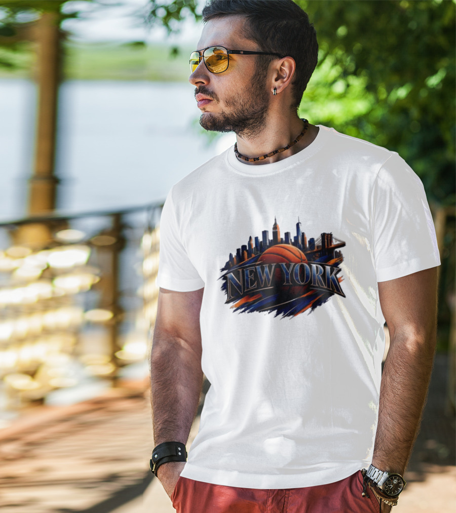 New York Basketball Skyline Cityscape T-Shirt
