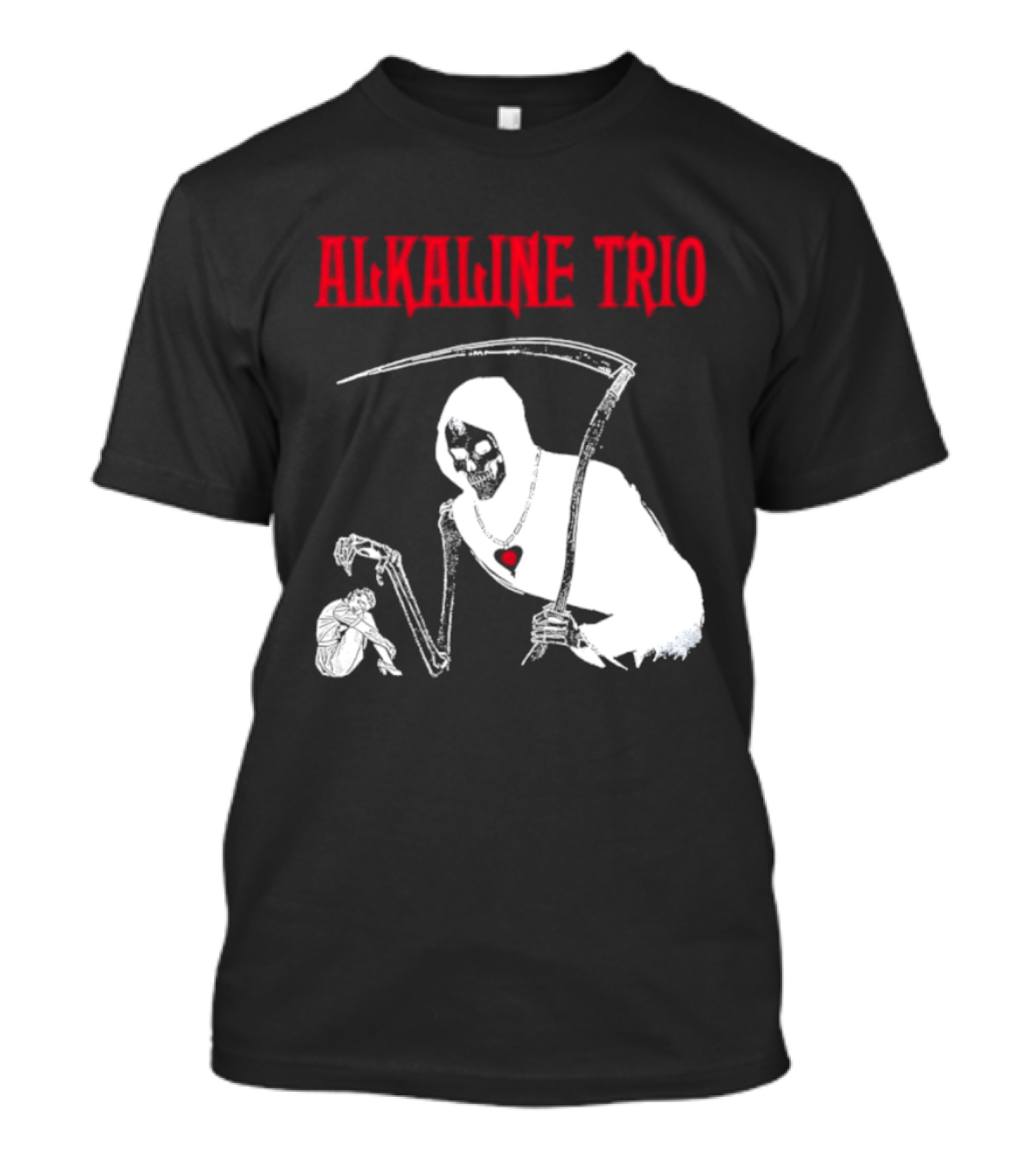 Alkaline Trio Grim Reaper Scythe Heart Skeleton T-Shirt