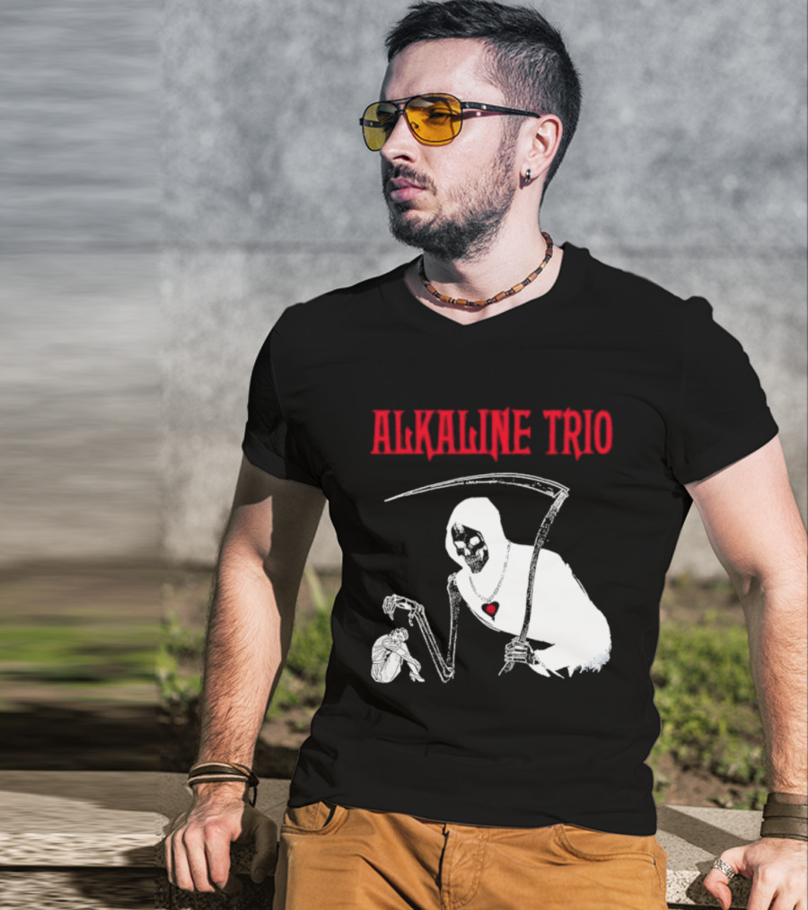 Alkaline Trio Grim Reaper Scythe Heart Skeleton T-Shirt