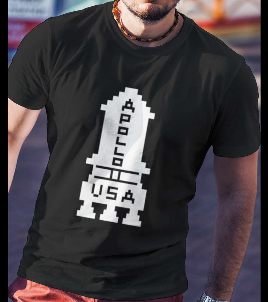 Apollo USA Rocket NASA Pixel T-Shirt