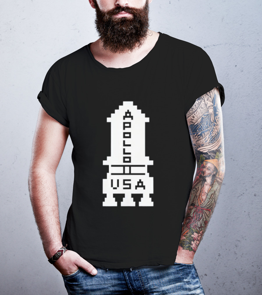 Apollo USA Rocket NASA Pixel T-Shirt