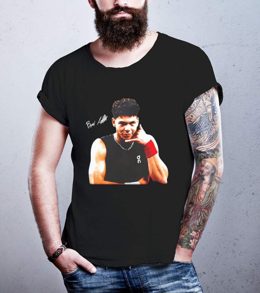 Ben Shelton Phone Gesture On Athletic Tank With Red Wristband T-Shirt
