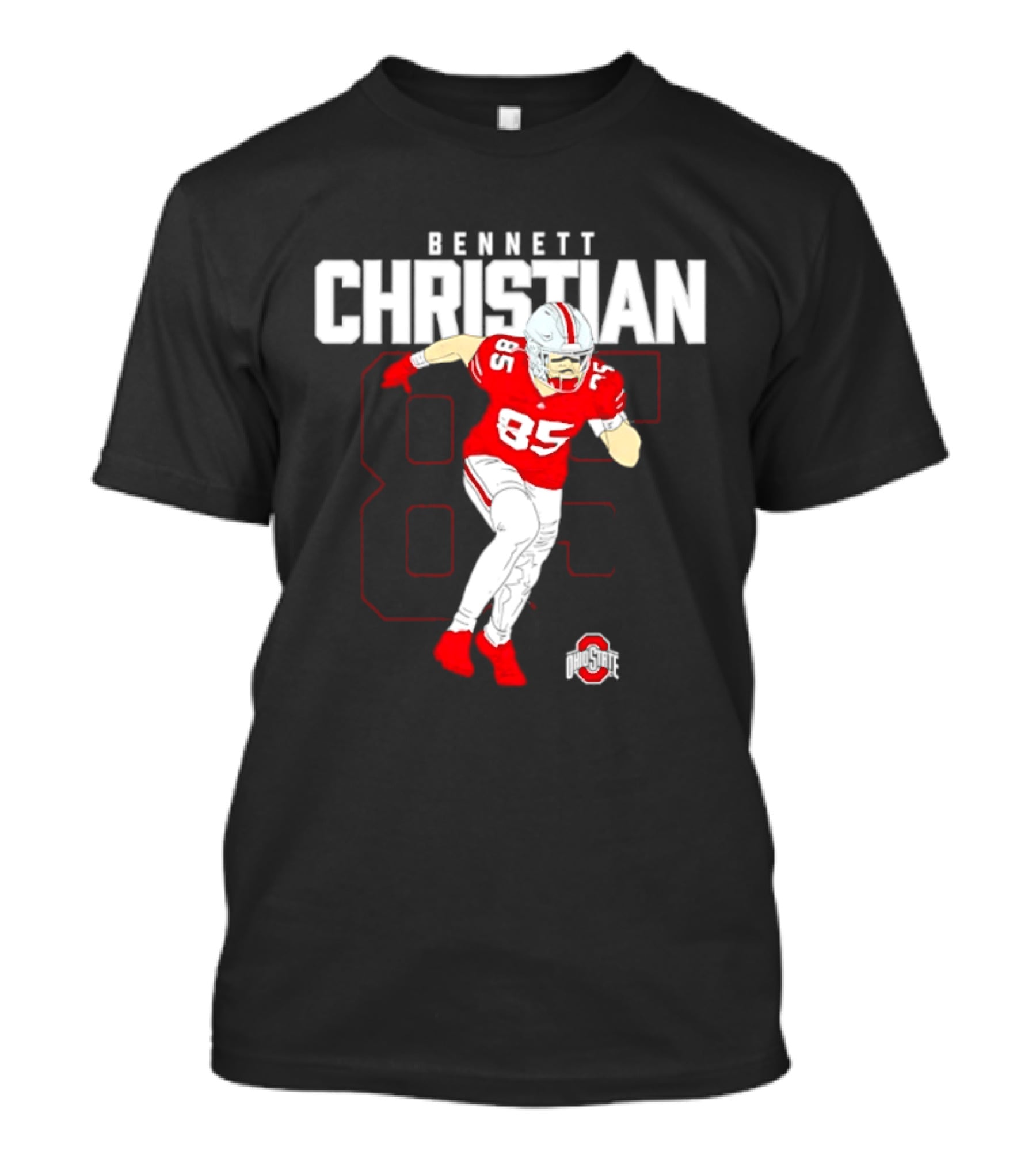 Bennett Christian 85 Ohio State Buckeyes Football Player Caricature T-Shirt