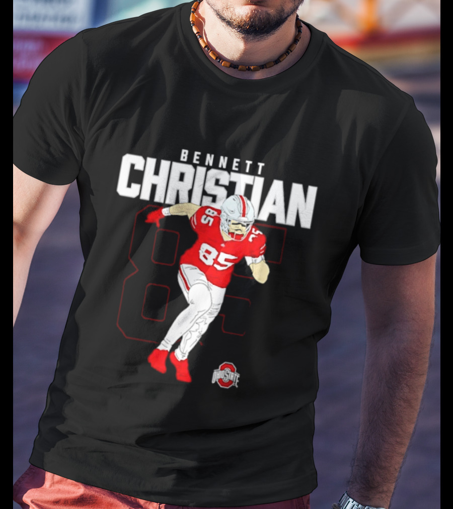 Bennett Christian 85 Ohio State Buckeyes Football Player Caricature T-Shirt