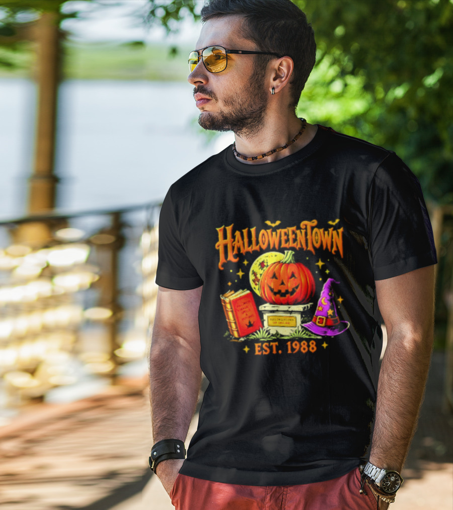 Halloweentown Est 1988 Magic Spells And Potions Pumpkin Witch Hat Book T-Shirt