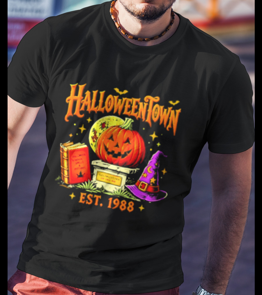 Halloweentown Est 1988 Magic Spells And Potions Pumpkin Witch Hat Book T-Shirt