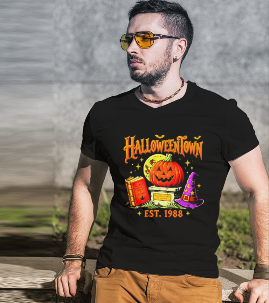 Halloweentown Est 1988 Magic Spells And Potions Pumpkin Witch Hat Book T-Shirt