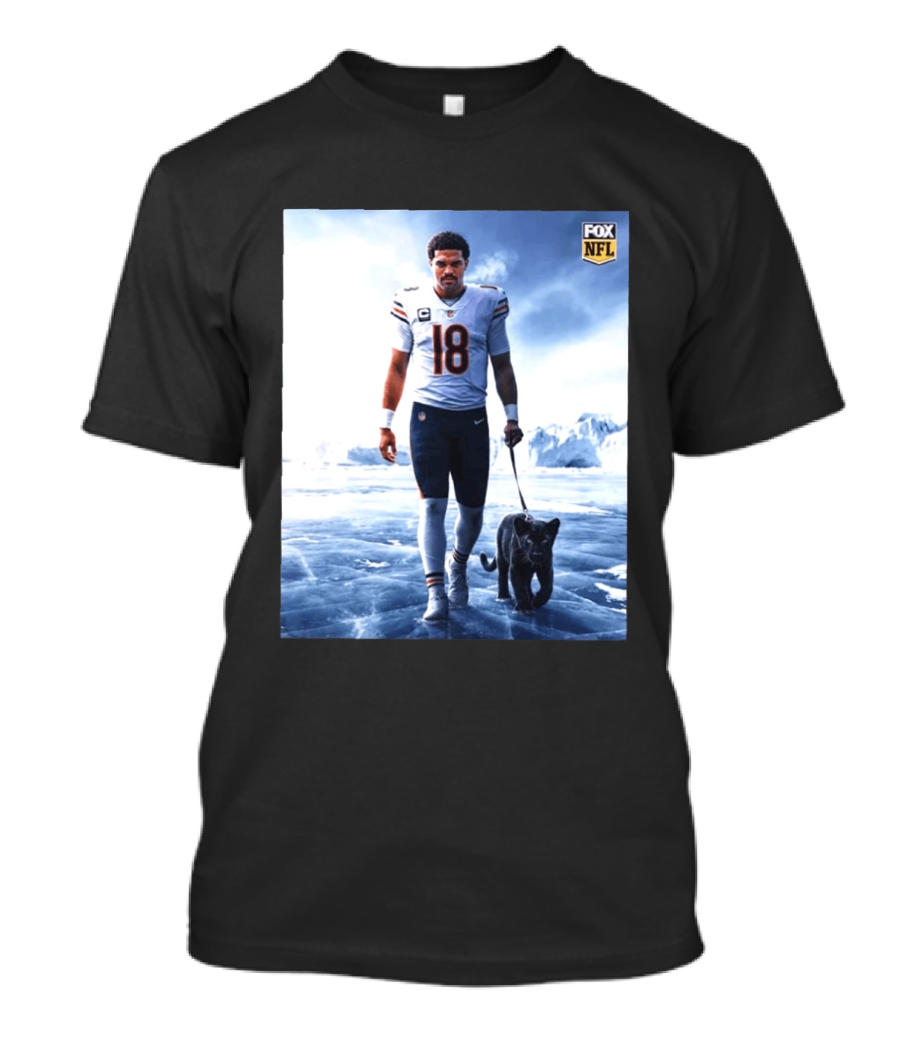 Chicago Bears Caleb Williams Black Panther NFL Ice Walk T-Shirt