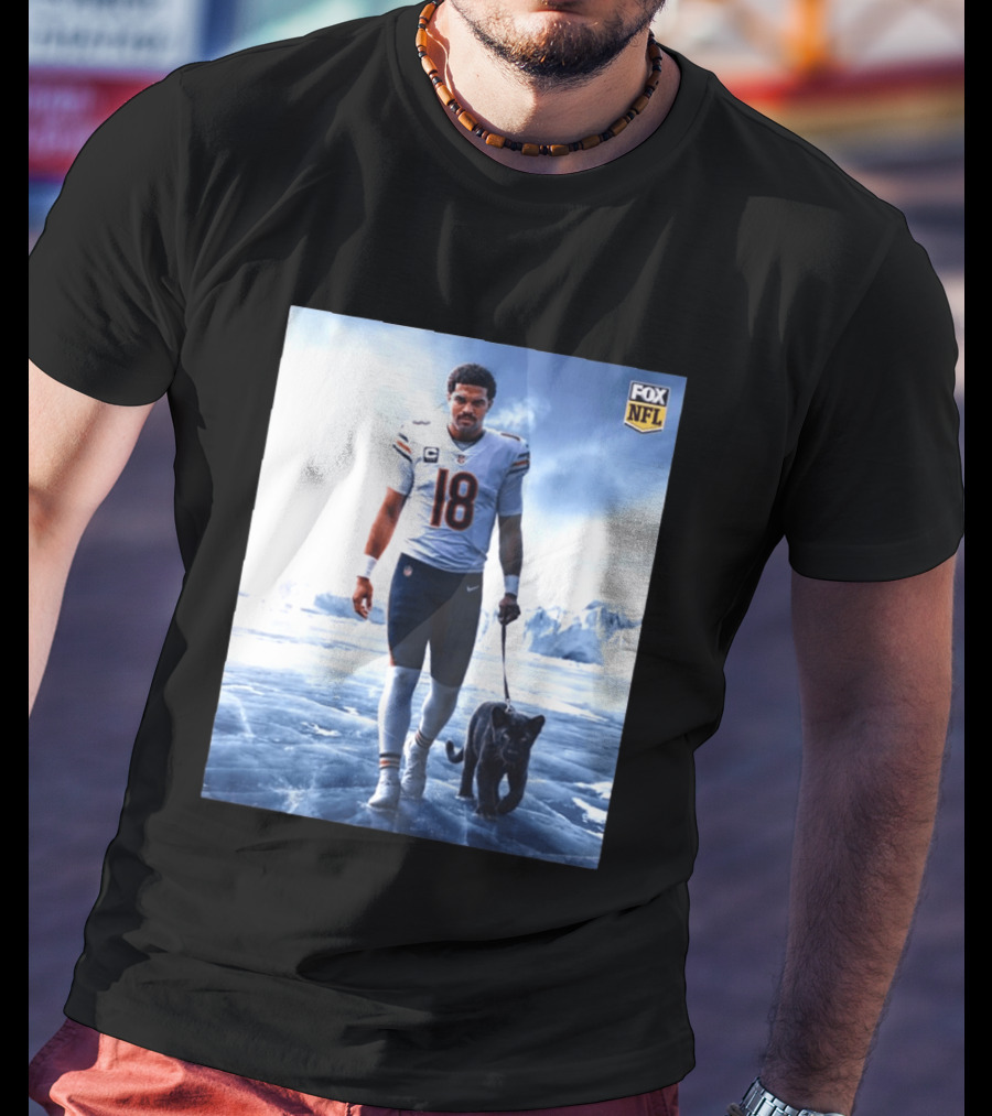 Chicago Bears Caleb Williams Black Panther NFL Ice Walk T-Shirt