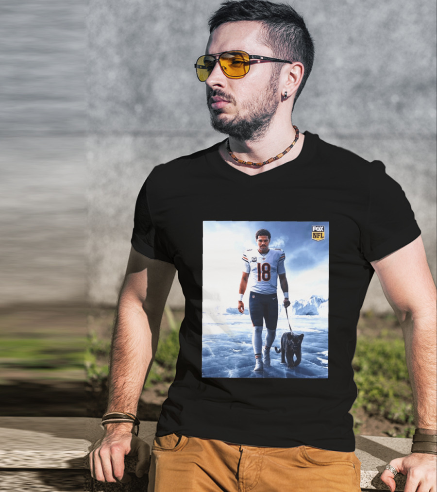 Chicago Bears Caleb Williams Black Panther NFL Ice Walk T-Shirt