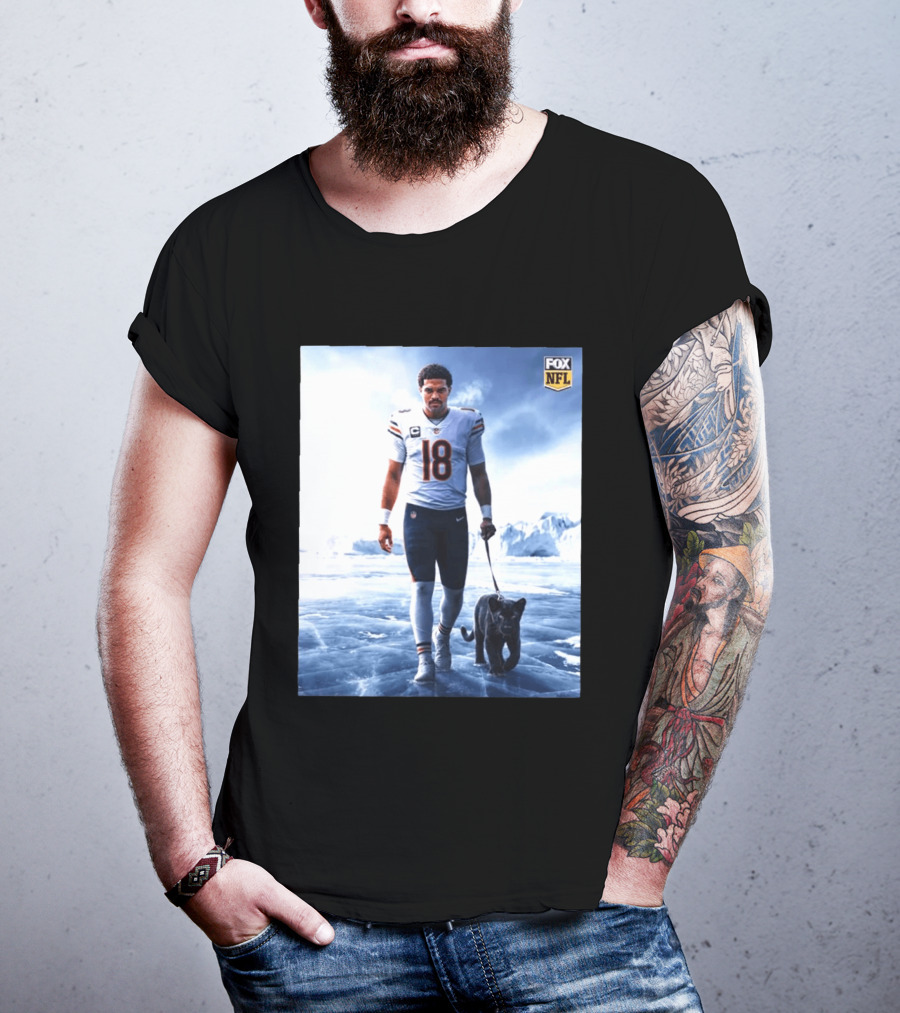 Chicago Bears Caleb Williams Black Panther NFL Ice Walk T-Shirt