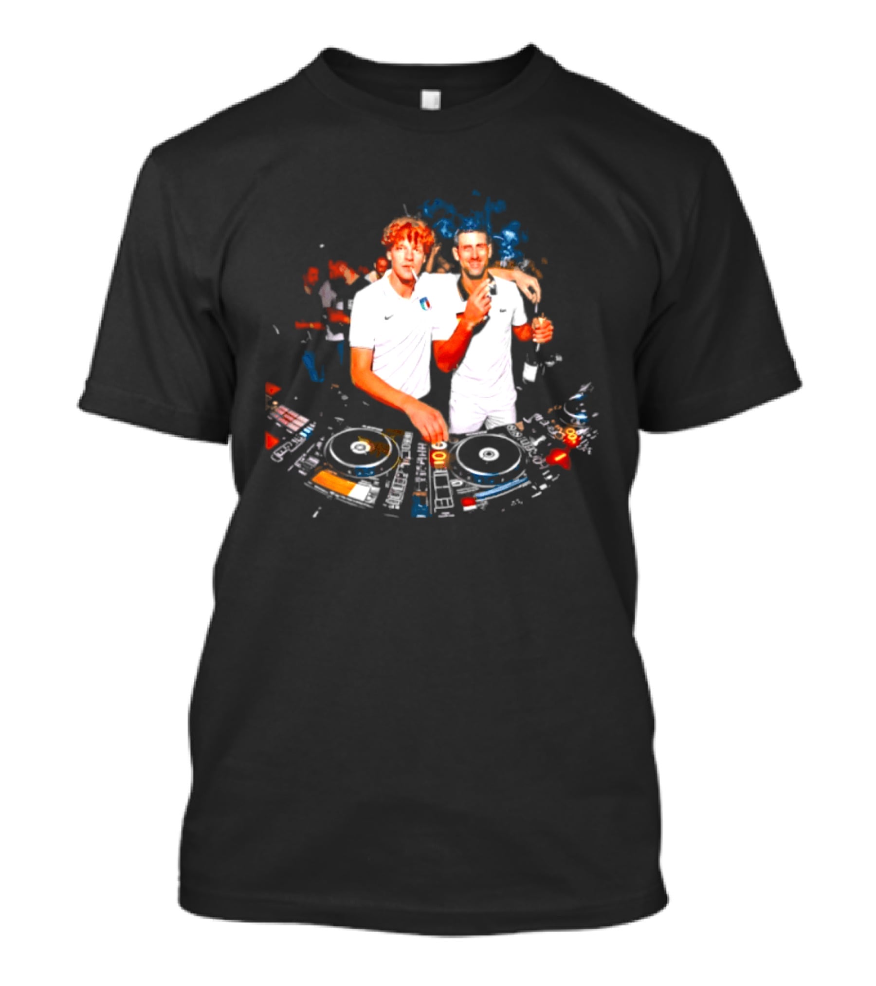 Jannik Sinner Novak Djokovic DJ Party Smoking And Beer 2026 T-Shirt