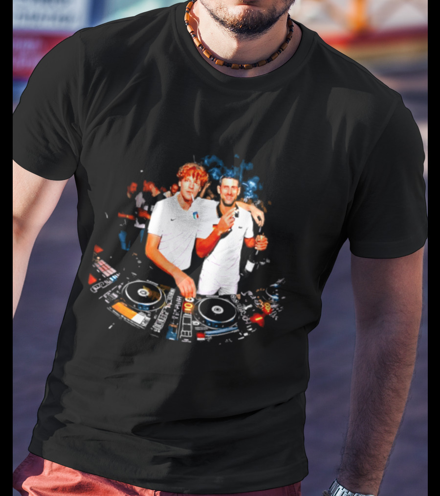 Jannik Sinner Novak Djokovic DJ Party Smoking And Beer 2026 T-Shirt