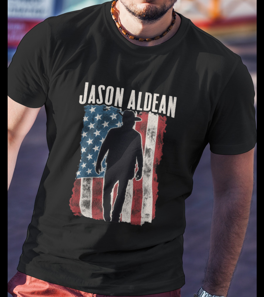 Jason Aldean Tour 2026 American Flag Cowboy T-Shirt