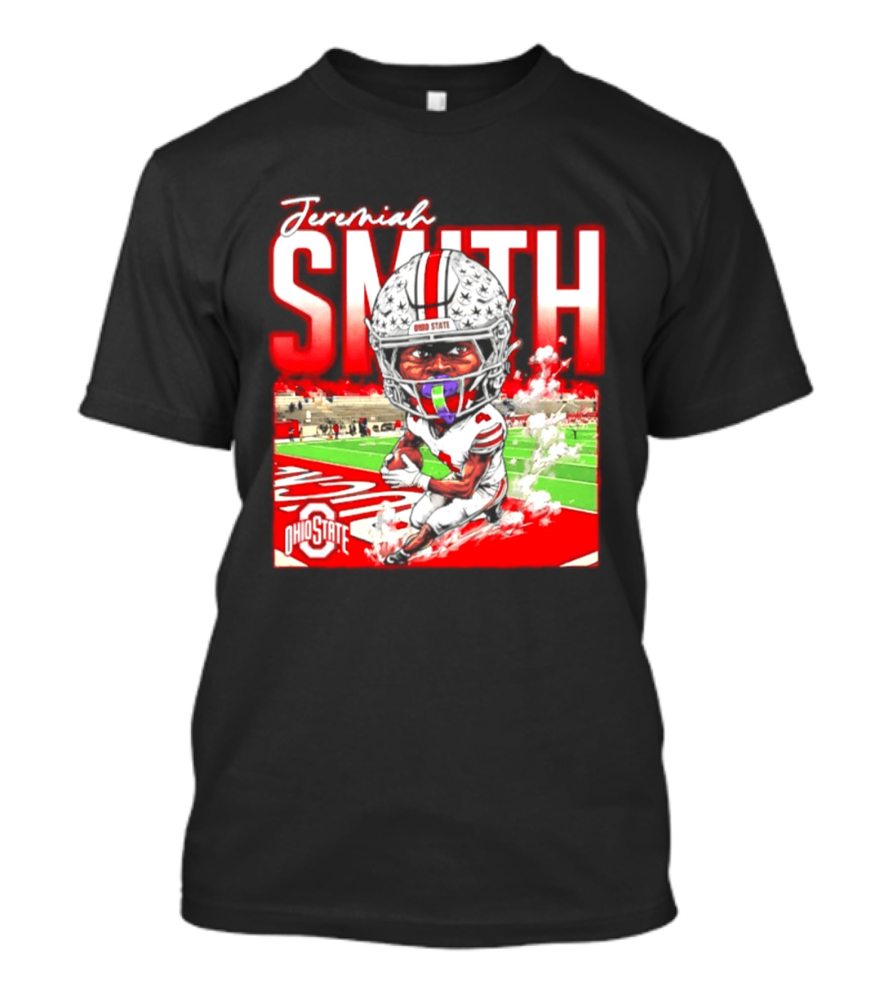 Jeremiah Smith Ohio State Buckeyes NCAA Player Running Caricature T-Shirt