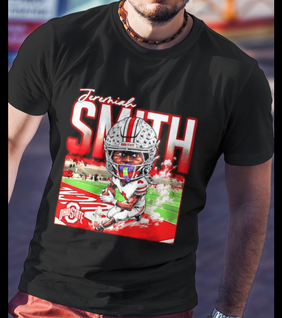 Jeremiah Smith Ohio State Buckeyes NCAA Player Running Caricature T-Shirt