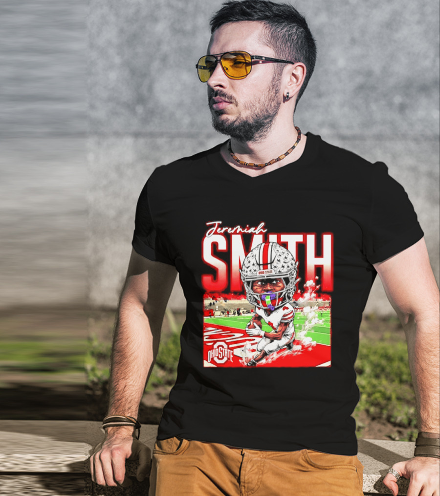 Jeremiah Smith Ohio State Buckeyes NCAA Player Running Caricature T-Shirt