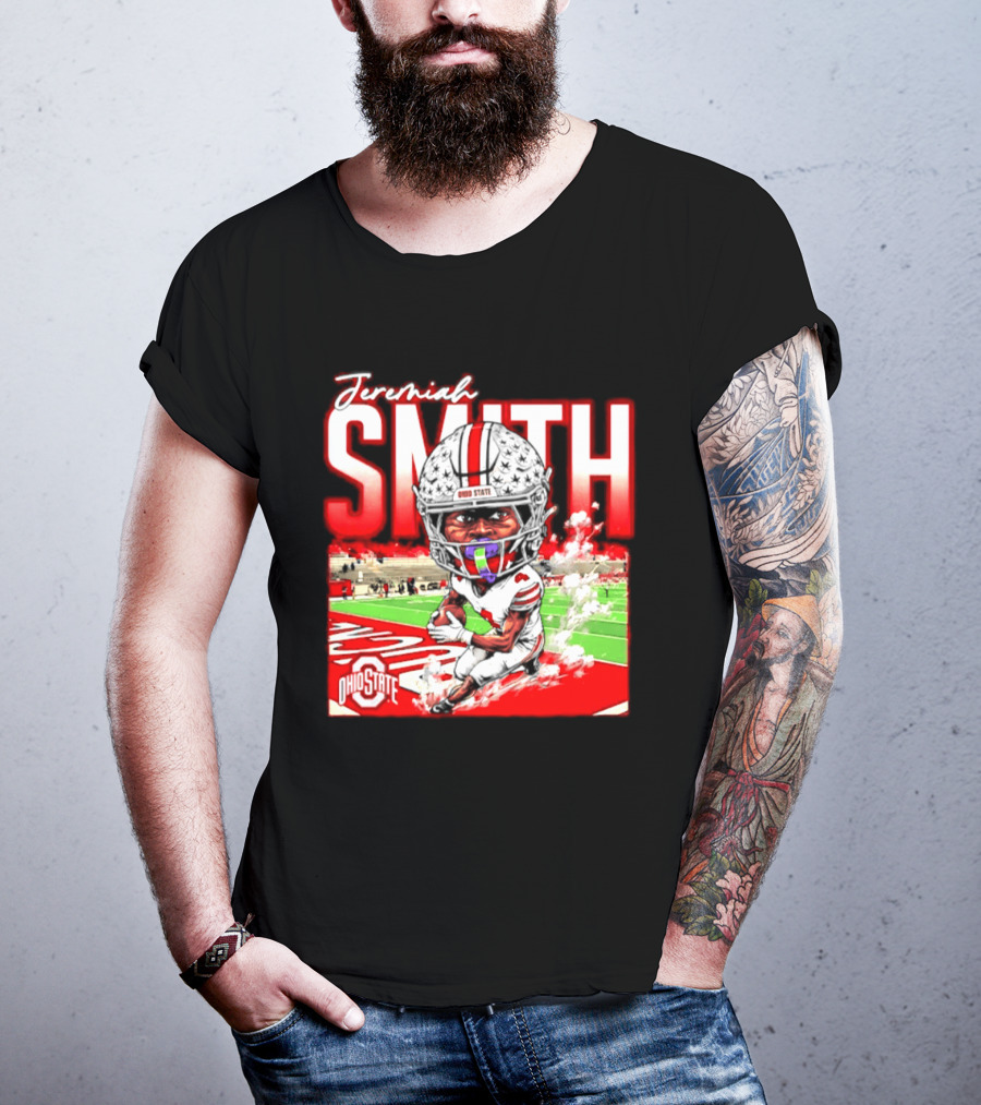 Jeremiah Smith Ohio State Buckeyes NCAA Player Running Caricature T-Shirt
