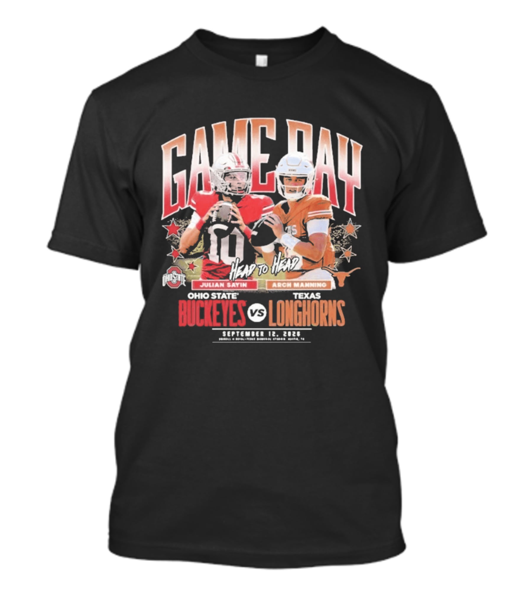Ohio State Buckeyes Vs Texas Longhorns Julian Sayin Arch Manning Gameday September 12 2026 T-Shirt