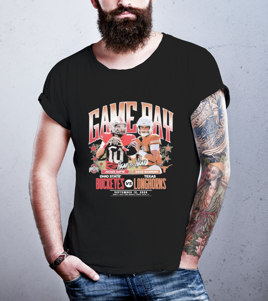 Ohio State Buckeyes Vs Texas Longhorns Julian Sayin Arch Manning Gameday September 12 2026 T-Shirt