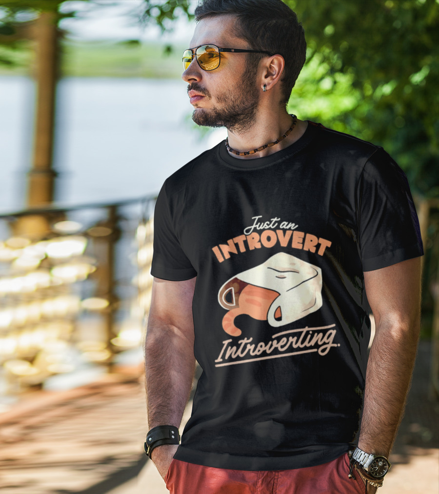 Just An Introvert Introverting Cat In A Bag T-Shirt